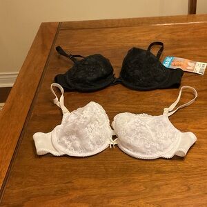 Elegant Lace Black and White Bra Set